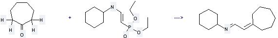Diethyl (2-(cyclohexylamino)vinyl)phosphonate can be used to produce (2-cycloheptylidene-ethylidene)-cyclohexyl-amine